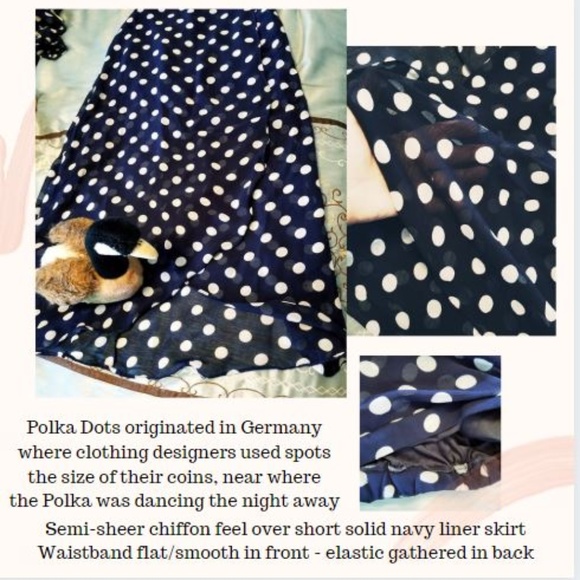 POLKA DOT Navy SKIRT Delight 🆕️ Day or Night - Picture 2 of 8